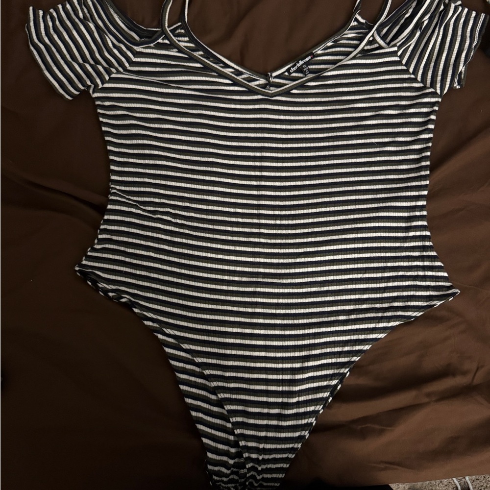 Charlotte Russe Black and White Striped Bodysuit